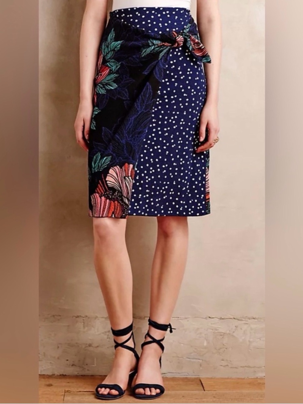 Maeve Anthropologie Petal Pop faux-wrap pencil skirt